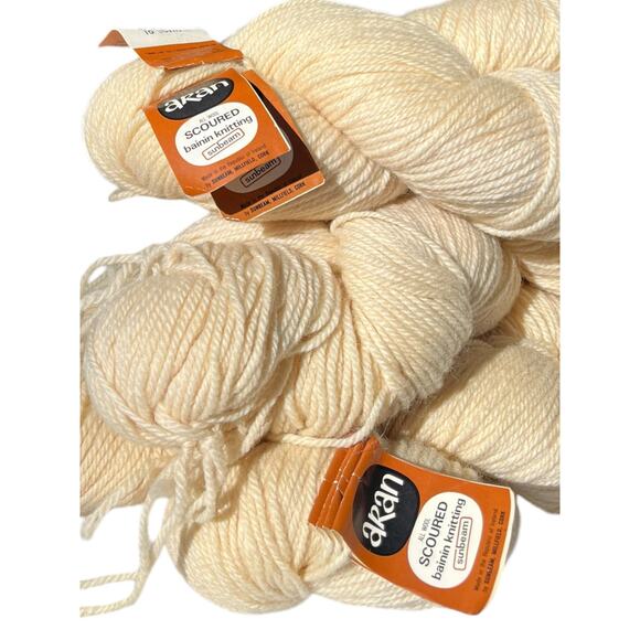 4 Hanks Vtg Sunbeam Aran Scoured Irish Wool Sweater Yarn 🧶 #1 Bainin Natural - Picture 12 of 16